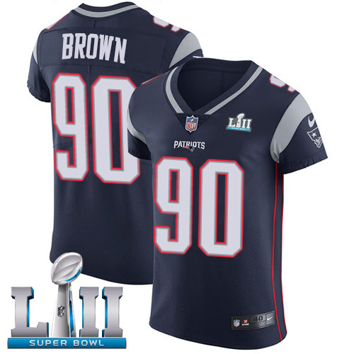 Nike Patriots #90 Malcom Brown Navy Blue Team Color Super Bowl LII Men's Stitched NFL Vapor Untouchable Elite Jersey